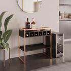 Aparador Adega Barcelona Preto/cobre Com Prateleira E Nichos