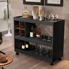 Aparador Adega Dallas Preto Caramelo Com Rodízios