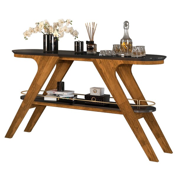 Aparador Anne Tronco Ripado Com Preto 75 8x136x36 Cm - D'rossi