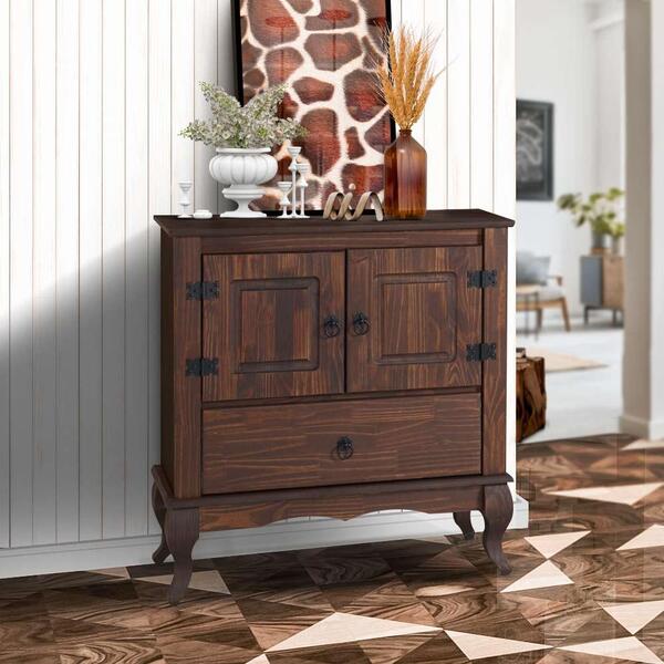 Aparador Antigo Madeira Maciça Pés Luis Xv Marrom 4002 Denk