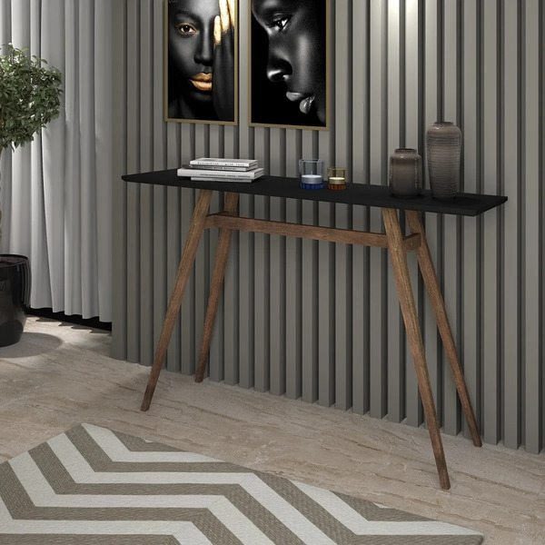 Aparador Apaluza Retrô Moderno Preto Para Apartamento