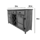 Aparador Arcais Adega 1 5 M Madeira Maciça Natural - Raffinato