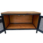 Aparador Baixo Com 2 Portas De Ferro Cor Preta E Castanheira