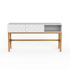 Aparador Baixo Portunhol - Branco E Madeira Castanha