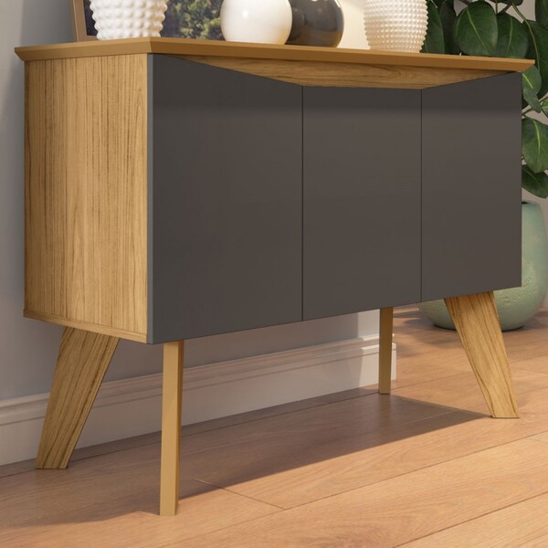 Aparador Balcão Buffet 3 Portas Oásis Carvalho/grafite - Arte