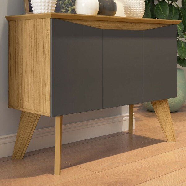 Aparador Balcão Buffet 3 Portas Oásis Carvalho/grafite - Arte