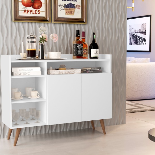 Aparador Balcão Buffet Celta Retro 2 Portas Branco - Rede Móv