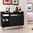Aparador Balcão Buffet Celta Retro 2 Portas Preto - Rede Móve
