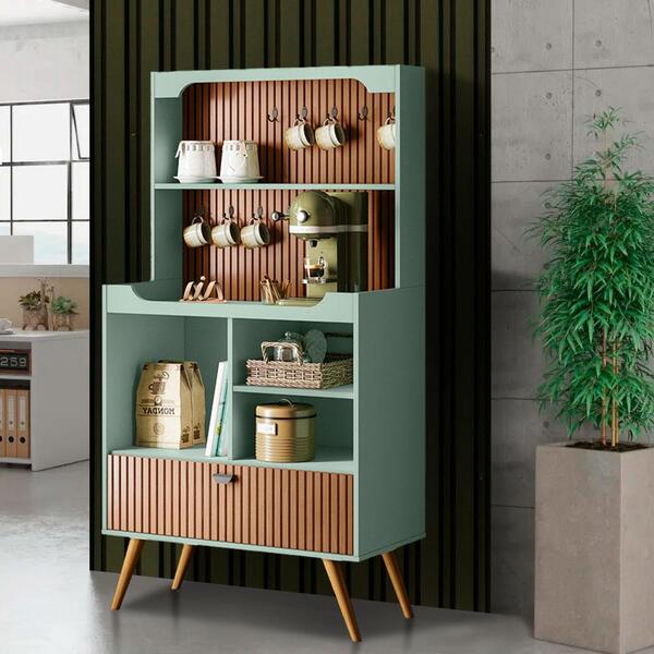 Aparador Balcão Cantinho Do Café Menta Marrom Hendery Shop Jm