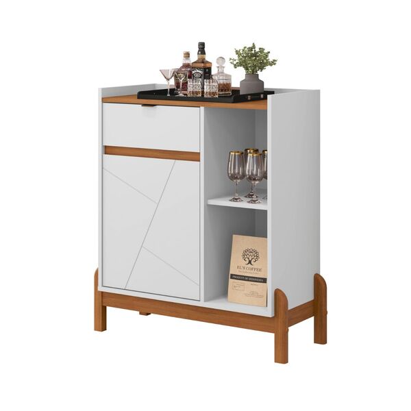 Aparador Bar 1 Porta 1 Gaveta Itália Branco/cedro