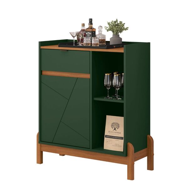 Aparador Bar 1 Porta  1 Gaveta Italia Verde Oliva Cedro