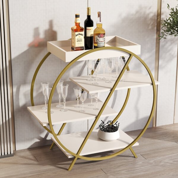 Aparador Bar 3 Prateleiras 1 Bandeja 4009  Pérola