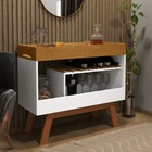 Aparador Bar Adega 6 Garrafas Arthur Pés Em Madeira Branco/me