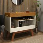 Aparador Bar Adega 6 Garrafas Arthur Pés Em Madeira Off White