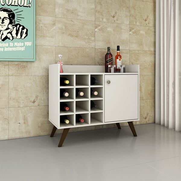 Aparador Bar Com Adega 88 X 77 Cm 1 Porta Pés Retrô Mdp Off W