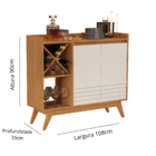 Aparador Bar Com Adega Pés Em Madeira Mdp Buffet Iaris - Giga