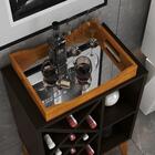 Aparador Bar Com Bandeja Adega Para 16 Garrafas Pés Em Madeir