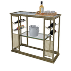 Aparador Bar Dourado Grécia Em Aço Com Tampo De Vidro 100x37cm