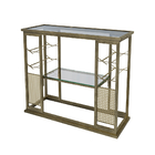 Aparador Bar Dourado Grécia Em Aço Com Tampo De Vidro 100x37cm