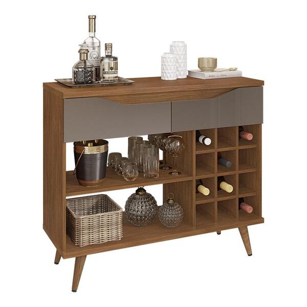 Aparador Bar Grace Adega Para 12 Garrafas 2 Gavetas