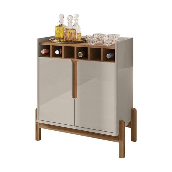 Aparador Bar Lizz Adega Para 6 Garrafas Pé De Madeira Maciça