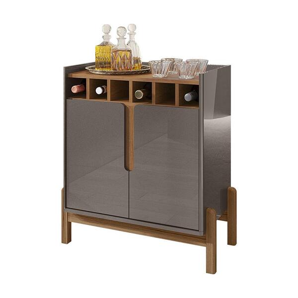 Aparador Bar Lizz Adega Para 6 Garrafas Pé De Madeira Maciça