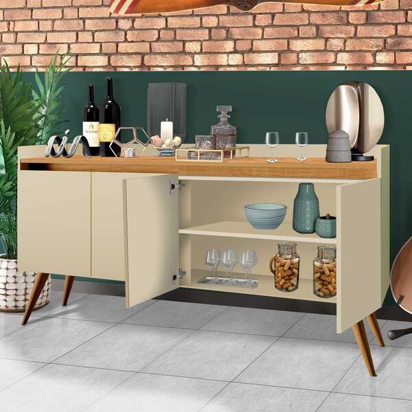 Aparador Bar Retrô 4 Portas Pérola Mel Gold Primus