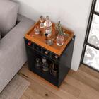 Aparador Bar Retrô Bandeja De Mdf Adega 4 Garrafas Astúrias