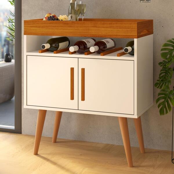 Aparador Bar Stein Off White Caramelo Com 2 Portas