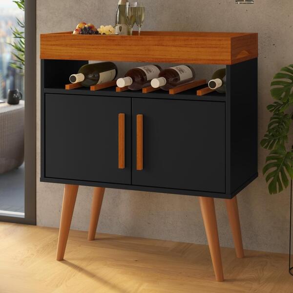 Aparador Bar Stein Preto Caramelo Com 2 Portas