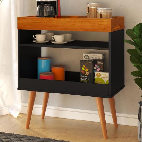 Aparador Bar Stein Preto Caramelo Com Espaço Para Garrafas