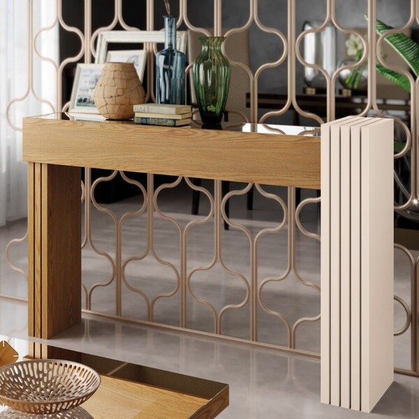 Aparador Bárbara Com Espelho Carvalho Off White Tana Decor