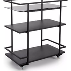 Aparador Bebidas Carrinho Organizador Bar Frame Preto Rodinha