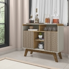 Aparador Berilo Off White/cinamomo/rattan – Bechara Móveis