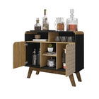 Aparador Berilo Preto Fosco/cinamomo/rattan – Bechara Móveis