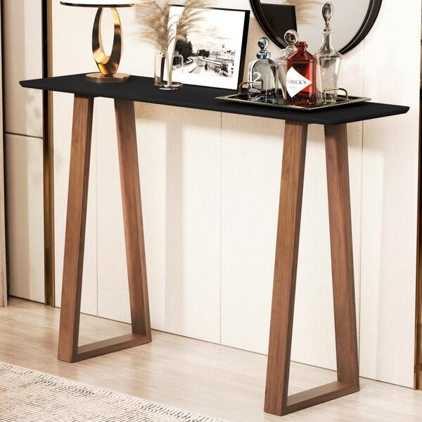 Aparador Blain Preto Pés Em Madeira