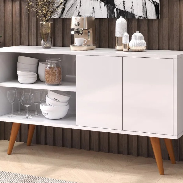 Aparador Branco Para Sala De Estar 120cm Retrô