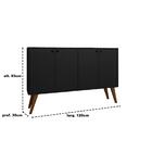 Aparador Buffe Retro 4 Portas Preto Lituania Bela Casa