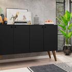 Aparador Buffe Retro 4 Portas Preto Lituania Bela Casa