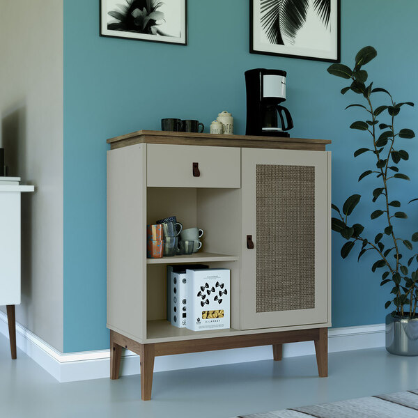 Aparador Buffet 01 Porta 01 Gaveta E 02 Nichos 80 Cm Trama Fr