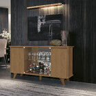 Aparador Buffet 100% Mdf 04 Portas 2 De Vidro E Pés Em Madeir