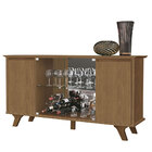 Aparador Buffet 100% Mdf 04 Portas 2 De Vidro E Pés Em Madeir