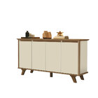 Aparador Buffet 100% Mdf Com 04 Portas E Pés Em Madeira Maciç