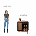 Aparador Buffet 1 Porta E 1 Gaveta Flora Babus - Preto / Noce