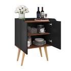 Aparador Buffet 2 Portas Com Prateleira Retrô Veneza - Preto
