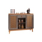 Aparador Buffet 2 Portas E 1 Gaveta Zoe Cinza Pérola E Noce -