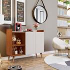 Aparador Buffet 2 Portas Pés Retrô Emily - Freijó/off White -