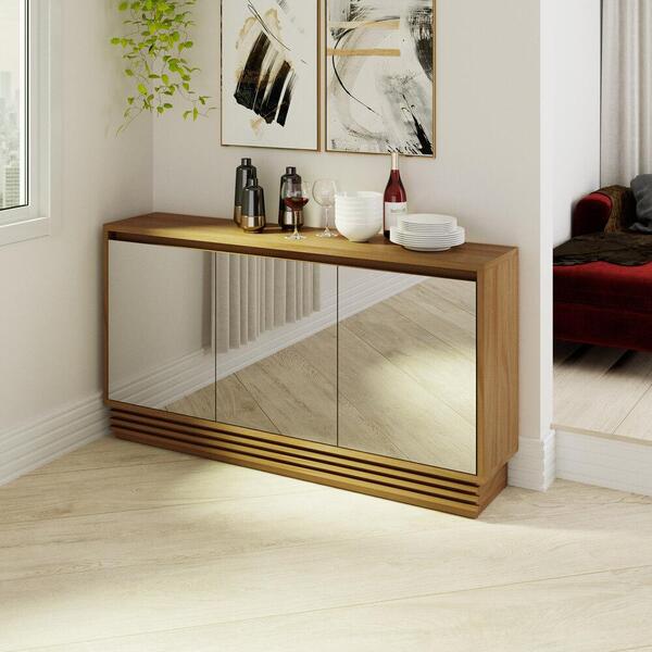 Aparador Buffet 3 Portas 1 Gav Com Espelho Multimóveis Cr5000