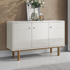 Aparador Buffet 3 Portas Bordas Arredondadas Pés Madeira 1,20