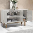 Aparador Buffet 3 Portas Bordas Arredondadas Pés Madeira 1,20